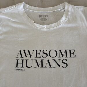 Women’s Figs “Awesome Humans” #wearFIGS White Short Sleeve Tee T-shirt Size XS